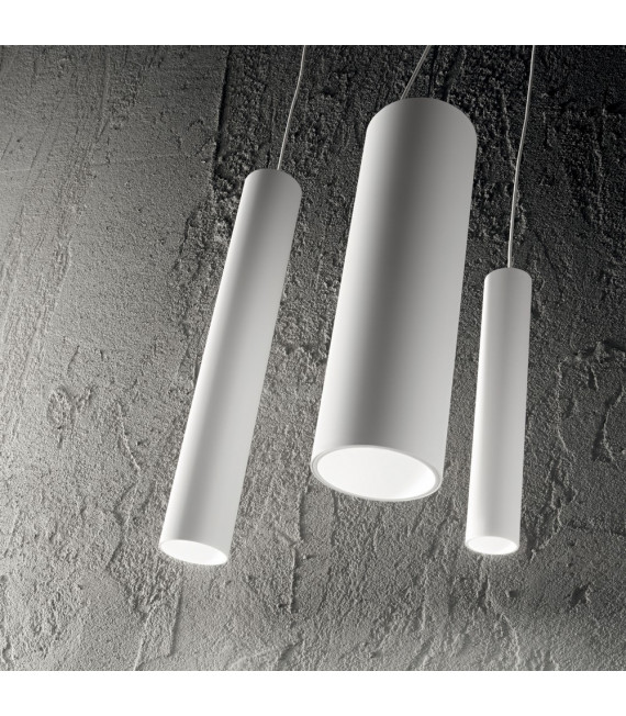 Design-Pendelleuchte Weißes Aluminiumrohr 1 Glühbirne 40cm