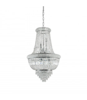 Grande lampadario in metallo cromato Dubai 10 lampadine 98 cm