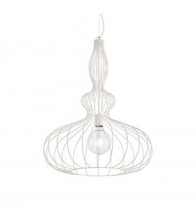 Clarissa pendant lamp White metal 1 bulb 85cm
