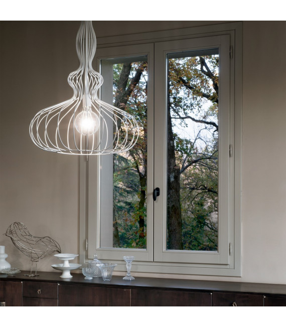Suspension Clarissa Métal blanc 1 ampoule 85cm