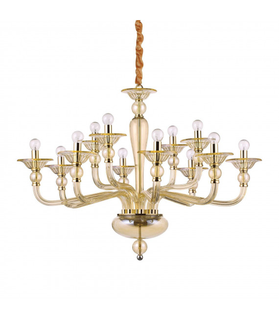 Lampadario senza paralumi Danieli Vetro ambrato 12 luci 81cm