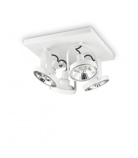 Deckenleuchte Spot Glim Weiß Metall 4 Glühbirnen 20cm