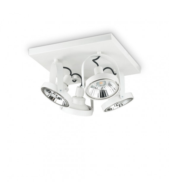 Plafoniera Spot Glim Metallo bianco 4 lampadine 20cm