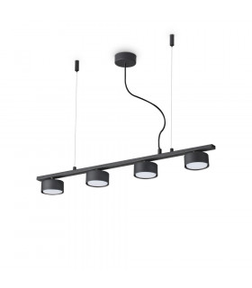 Ciondolo Minor in metallo nero 4 lampadine 10cm