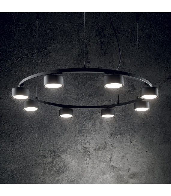 Suspension Minor Métal Noir 8 ampoules 10cm
