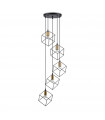 Ice black metal pendant light 5 bulbs 60cm