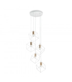 Lámpara colgante Ice White metal 5 bombillas 60cm