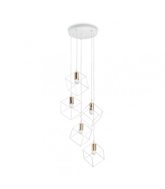 Suspension Ice Métal blanc 5 ampoules 60cm