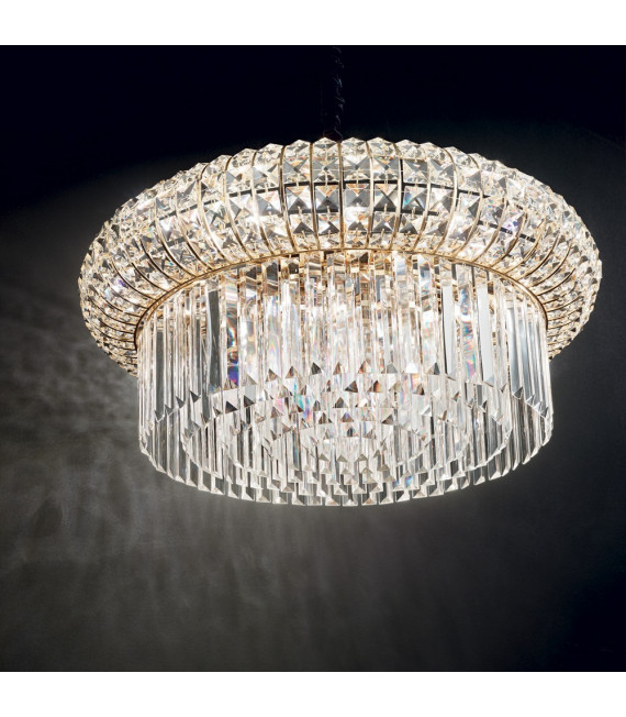 Ciondolo in vetro dorato Nabucco 12 lampadine 42cm