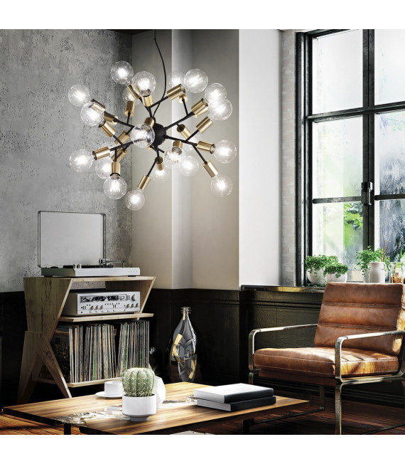 Spark Black Metal Pendelleuchte 24 Glühbirnen 42cm