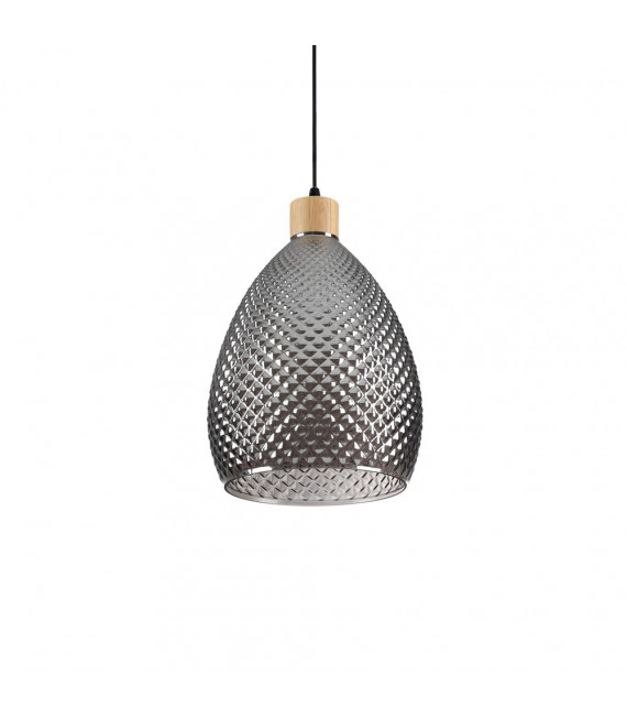 Lampada a sospensione Bergen-1 Vetro fumé 1 lampadina 38cm