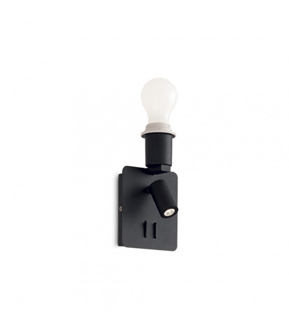 Lampe mit Lampenschirm Gea Black Metal 2 Birnen 19,5cm