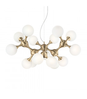 Plafoniera Nodi Metallo Ottone satinato 15 lampadine 60cm