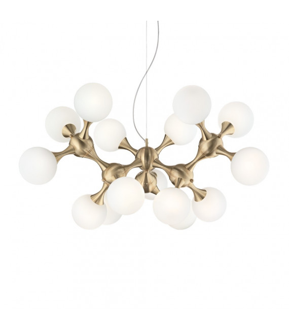 Plafoniera Nodi Metallo Ottone satinato 15 lampadine 60cm