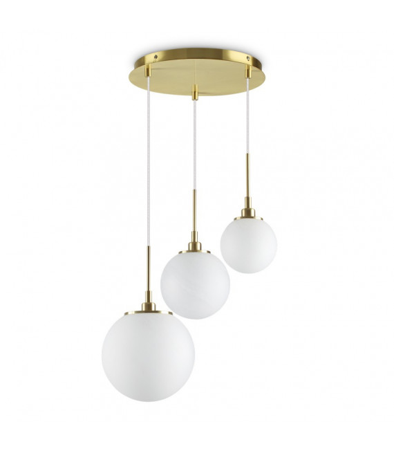 Grape pendant light White glass 3 bulbs 42cm