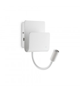 Lampada da parete Probe con luce da lettura Metallo bianco 2 lampadine 23,5cm