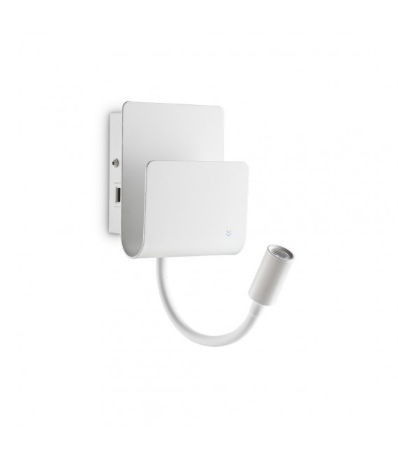 Probe wall lamp with reading light White metal 2 bulbs 23.5cm