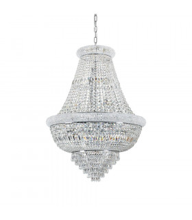 Lampadario Dubai Metallo Cromo 24 lampadine 120cm