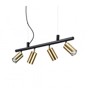 Dynamite Metal Pendelleuchte Messing satiniert 4 Glühbirnen 16,5cm