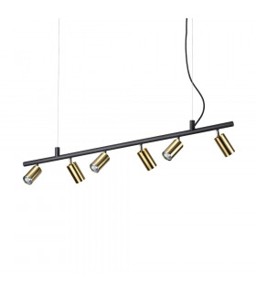 Suspension Dynamite Métal Laiton satiné 6 ampoules 16,5cm