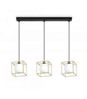 Lingotto pendant lamp 3 bulbs Glass, metal Brass