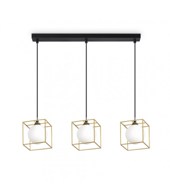 Lingotto pendant lamp 3 bulbs Glass, metal Brass