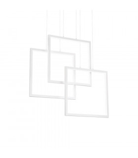 Frame integrated LED suspension 1 bulb Metal, white aluminum