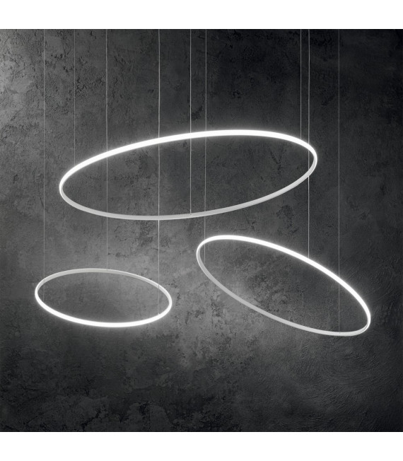Suspensión LED integrada Hulahoop 1 bombilla Metal, aluminio, plástico blanco