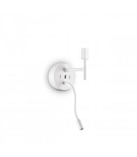Aplique de pared con luz de lectura Set Metal, aluminio blanco 20,5 Cm