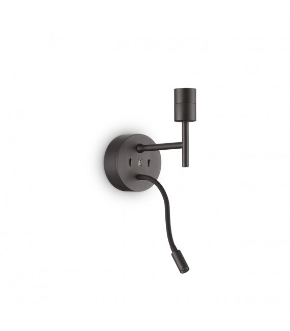 Wall lamp with reading light Set Metal, Black aluminum 20.5 Cm