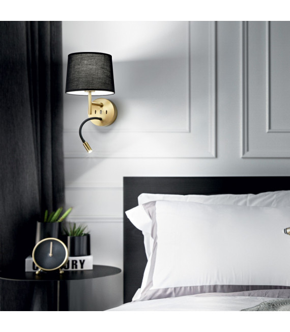 Lampada da parete con luce da lettura Set Metallo, alluminio Ottone 20,5 Cm