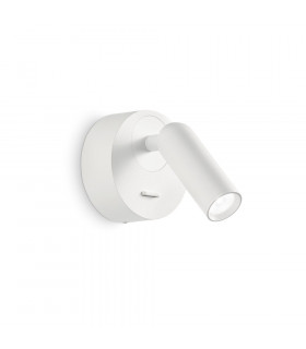 Wall lamp with reading lamp Bean Glass, white metal 1 bulb 8.5cm