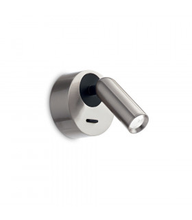 Lampada da parete con lampada da lettura Bean Vetro, metallo nickel 1 lampadina 8,5cm