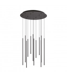 Lampada a sospensione Filo 12 luci Metallo, alluminio Nero