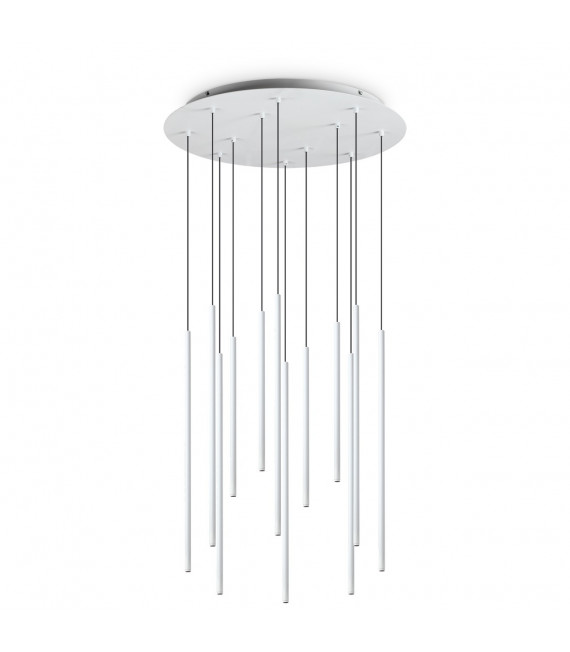 Lámpara colgante Filo 12 luces Metal, aluminio blanco