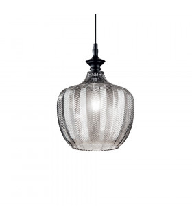 Suspension Lord 1 ampoule Verre,métal Fumé