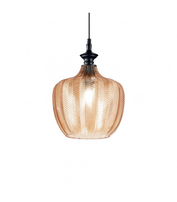 Pendant Lord 1 bulb Glass, amber metal