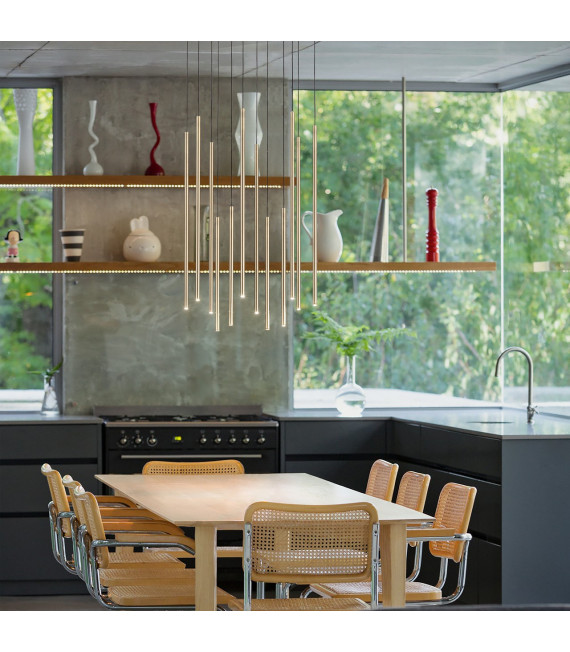 Suspension Filo 12 ampoules Métal,aluminium Laiton