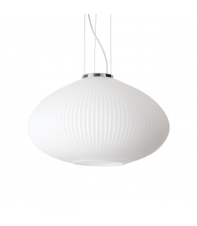 Suspension Plisse 1 ampoule Verre,métal Chrome