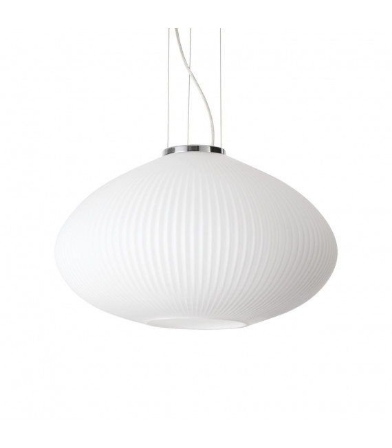 Suspension Plisse 1 ampoule Verre,métal Chrome