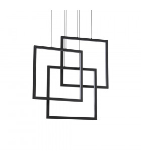 Marco integrado LED suspensión 1 bombilla Metal, aluminio Negro