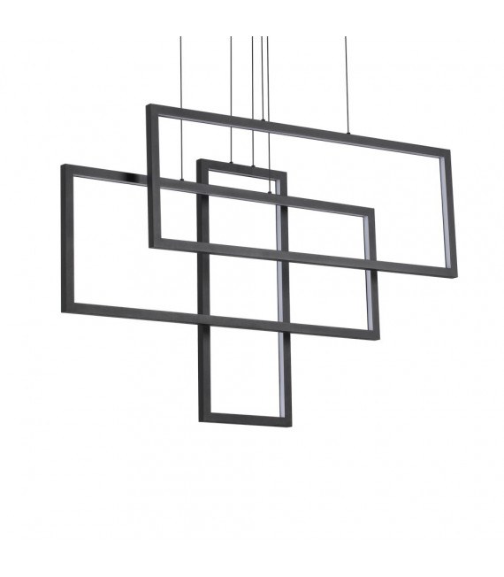 Marco integrado LED suspensión 1 bombilla Metal, aluminio Negro