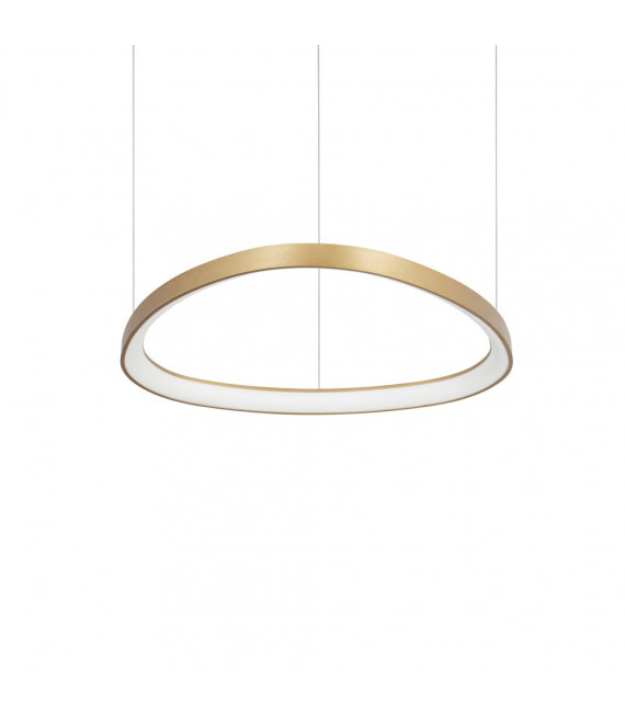Integrated LED suspension Gemini 1 bulb Metal, plastic Brass