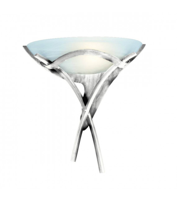 Wandleuchte im olympischen Design, Antiksilber, Alabasterglas