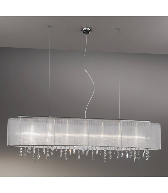 Lámpara colgante de cristal PARALUME cromo 7 bombillas
