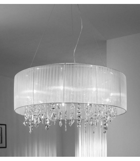 Chandelier en cristal PARALUME chrome 9 ampoules