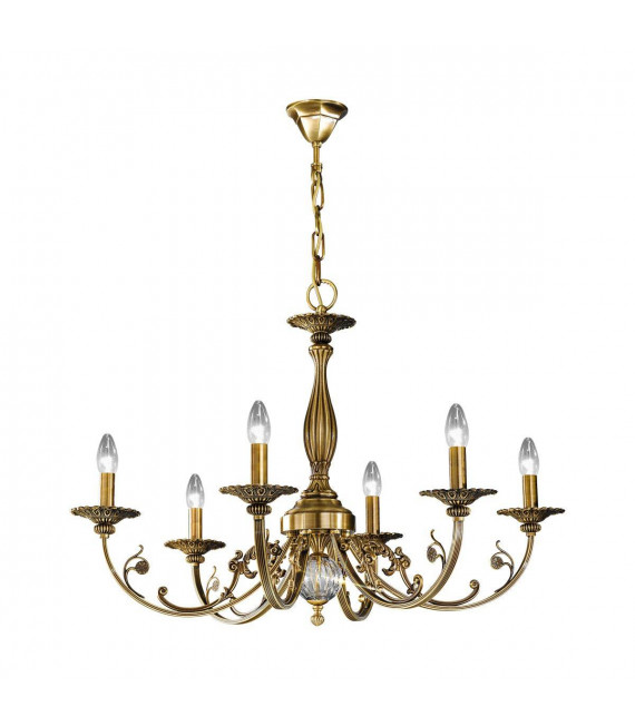 Candeliere classico PISANI in ottone antico 6 lampadine