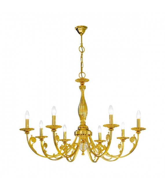 Candeliere classico PISANI 24 carati in oro 8 lampadine