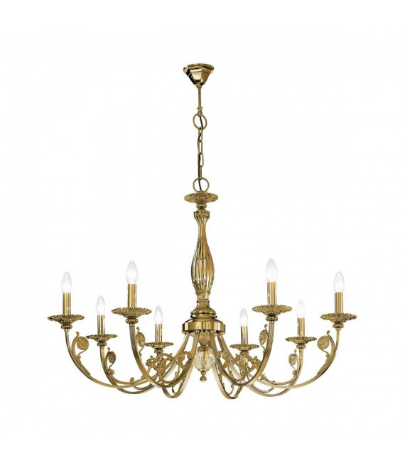 Chandelier classique PISANI laiton antique 8 ampoules