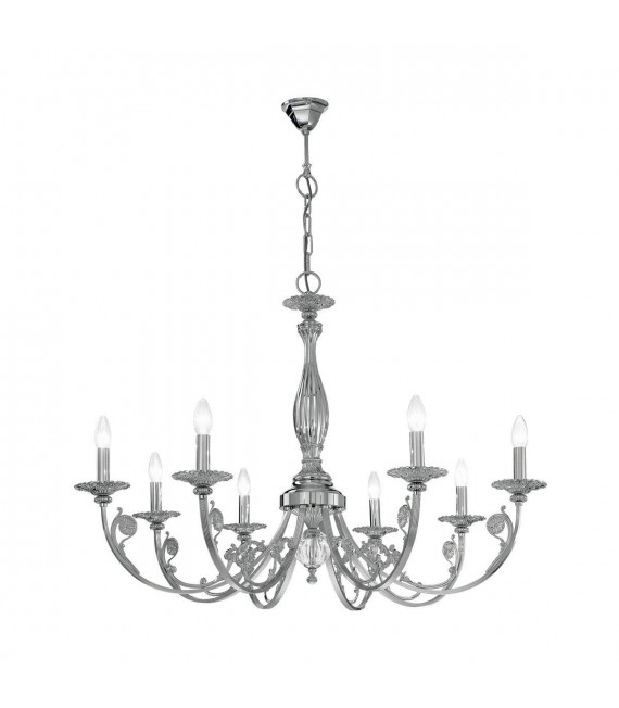 Chandelier classique PISANI chrome 8 ampoules